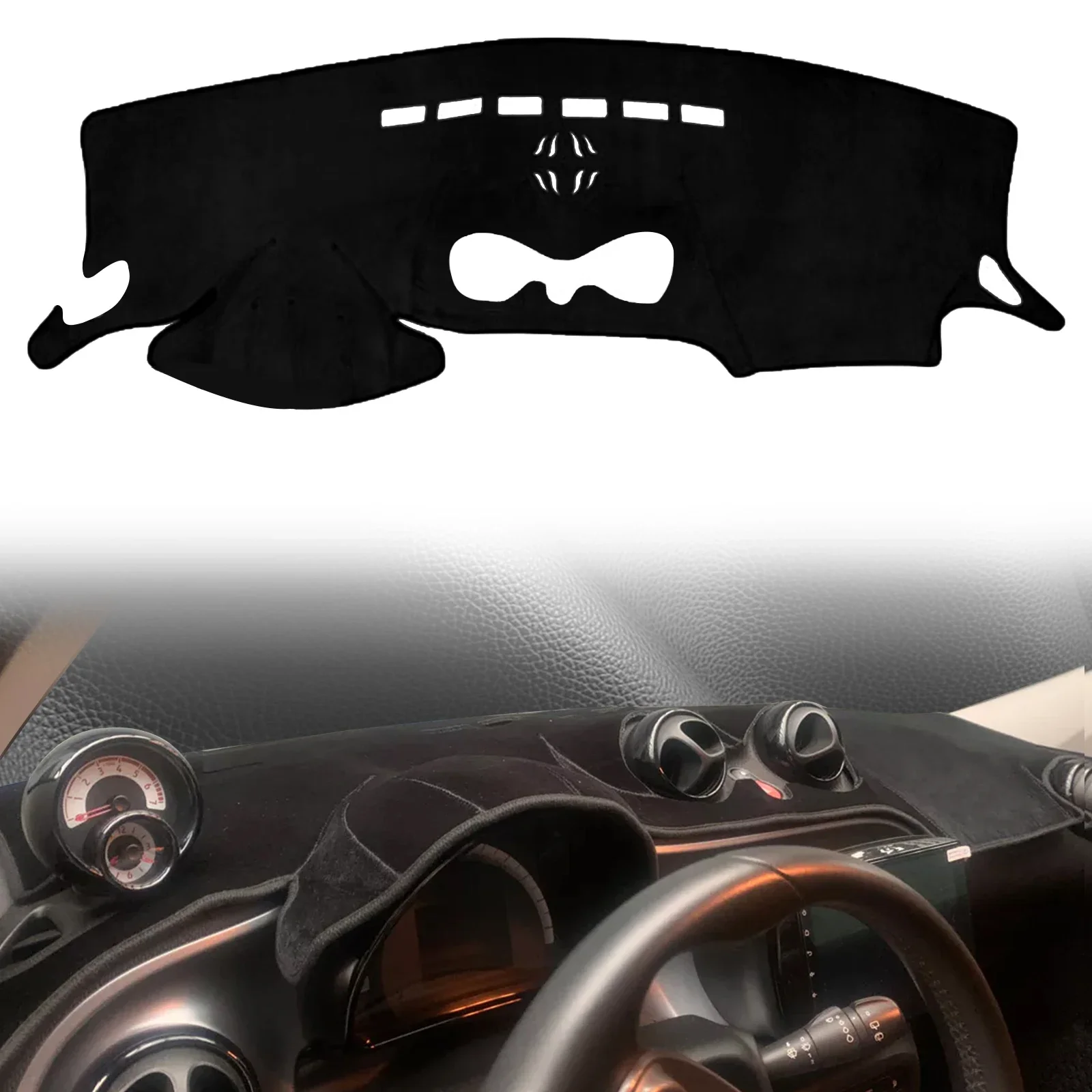 

For Smart Fortwo Forfour 2014-2025 III Car Dashmat Dashboard Cover Pad DashMat Sunshade Protective Carpet Leather Accessories