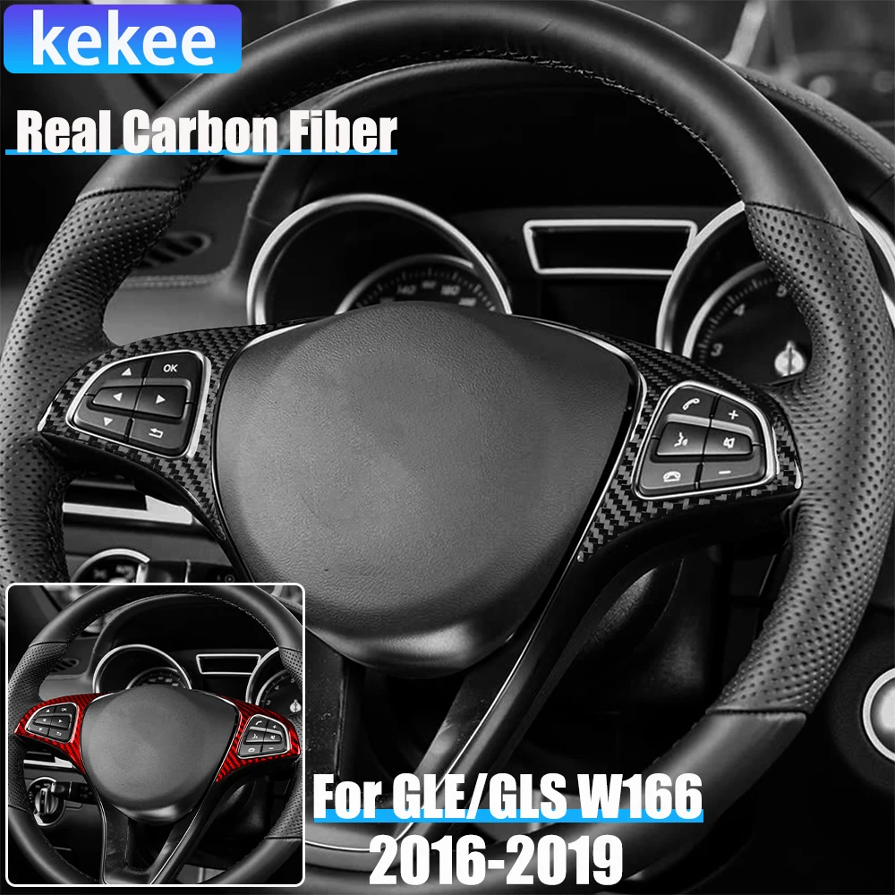 

Автомобильные аксессуары из настоящего углеродного волокна, накладка на руль, мягкая наклейка для Mercedes-Benz W166 GLE/GLS 2016 2017 2018 2019
