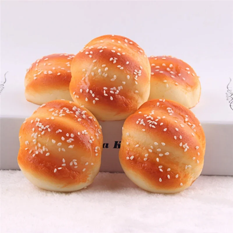 1Pcs Artificial Bread Simulation Sesame Bread Model PU Fake Cake Bakery Window Display Props Ornament Party Table Decor Kids Toy