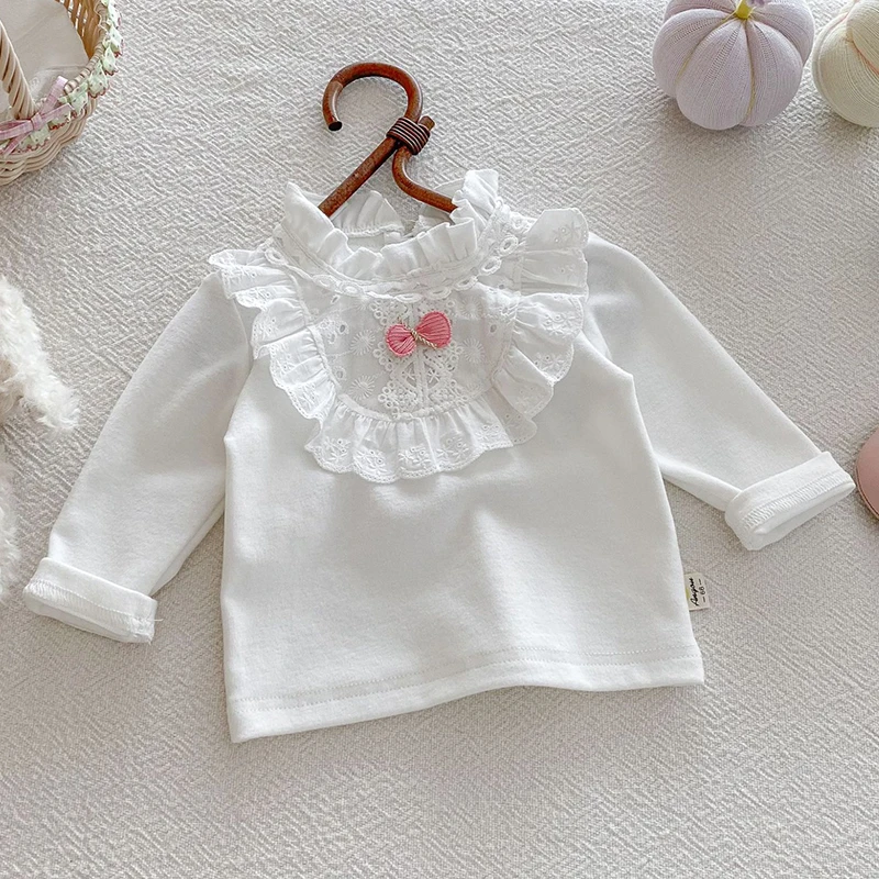 

2025 New Autumn 0-3Yrs Toddler Baby Girl T-shirt Long Sleeved Cotton Splicing Newborn Baby Girls Pullover Tops