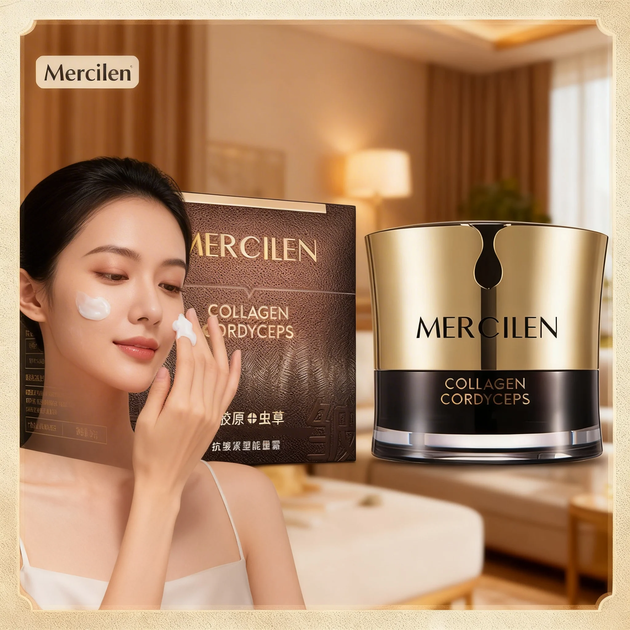 1/2PCS Mercilen Collagen Cordyceps Anti-Wrinkle Firming Energy Cream for Skin Smoothing, Fine Line Reduction, and Moisturizing