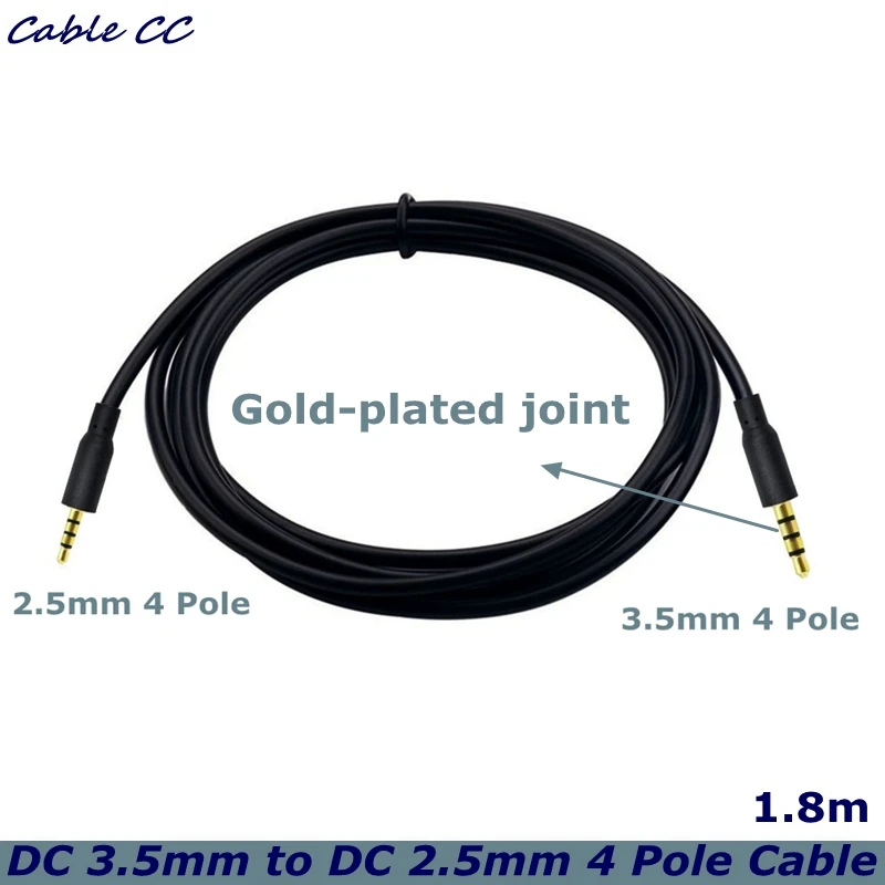 

1.8m DC 3.5mm to 2.5mm 4-pole Cable Jack TRRS Male Stereo Dual Channel Audio Cable for Mobile Phone Headset Speakers