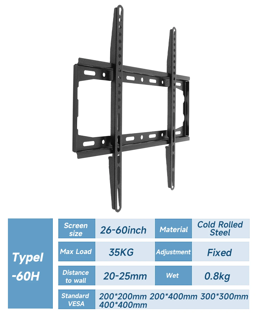 Universal TV Mount Monitor Wall Support PC Screen Bracket Fixed Holder For 14-43/ 14-42 /26-55 / 26- 65 Inch Led Lcd Televsion