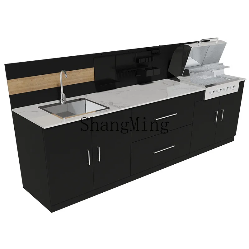 

CL Kitchen Cabinet BBQ Grill Stainless Steel Thickened Sink Wash Basin Integrated Cabinet Quartz Countertop