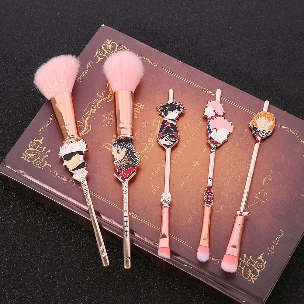 Jujutsu Kaisen Makeup Brush para Mulheres, Ferramentas Profissionais de Cosméticos, Acessórios Cosplay, Gojo Satoru Beauty, Cartoon Tools, 5Pcs por conjunto