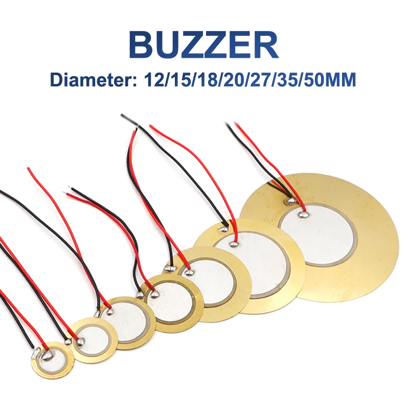 10 Pcs Piezoelectric Piezo Ceramic Wafer Plate Sounder Sensor Dia 12MM/15MM/18MM/20MM/27MM/35MM/50MM For Buzzer Loudspeaker