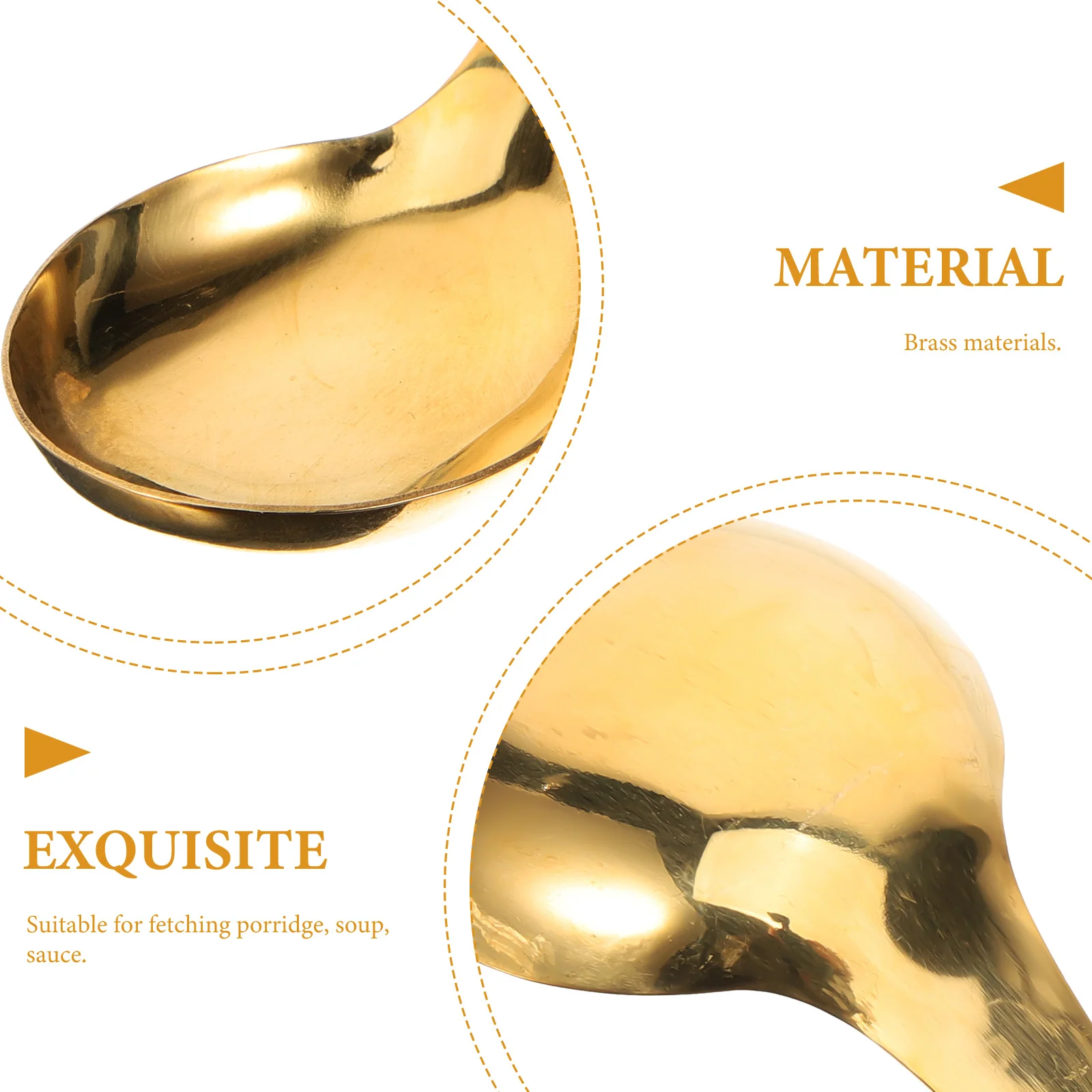 

Deepen Brass Soup Ladle Thick Handle Large Kitchen Serving Spoon Metal Ladle for Cooking Soup Sauce Ladles for Cooking