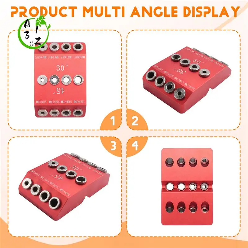 

A31Z-30/45/90° Angle Drill Hole Guide Jig For Angled And Straight Hole,Cable Railing Lag Screw Drilling Template