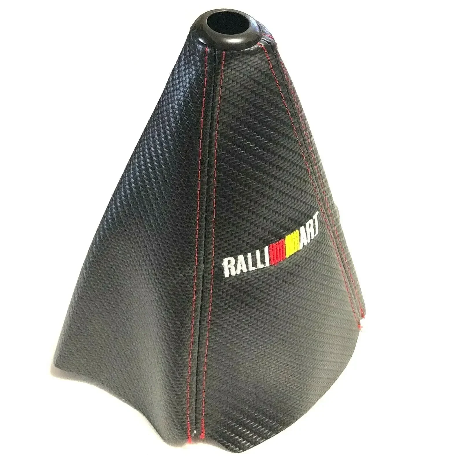 Ralliart Mugen Carbon Look Gear Shift Knob Shifter Boot Cover for MT/AT with Red Stitch