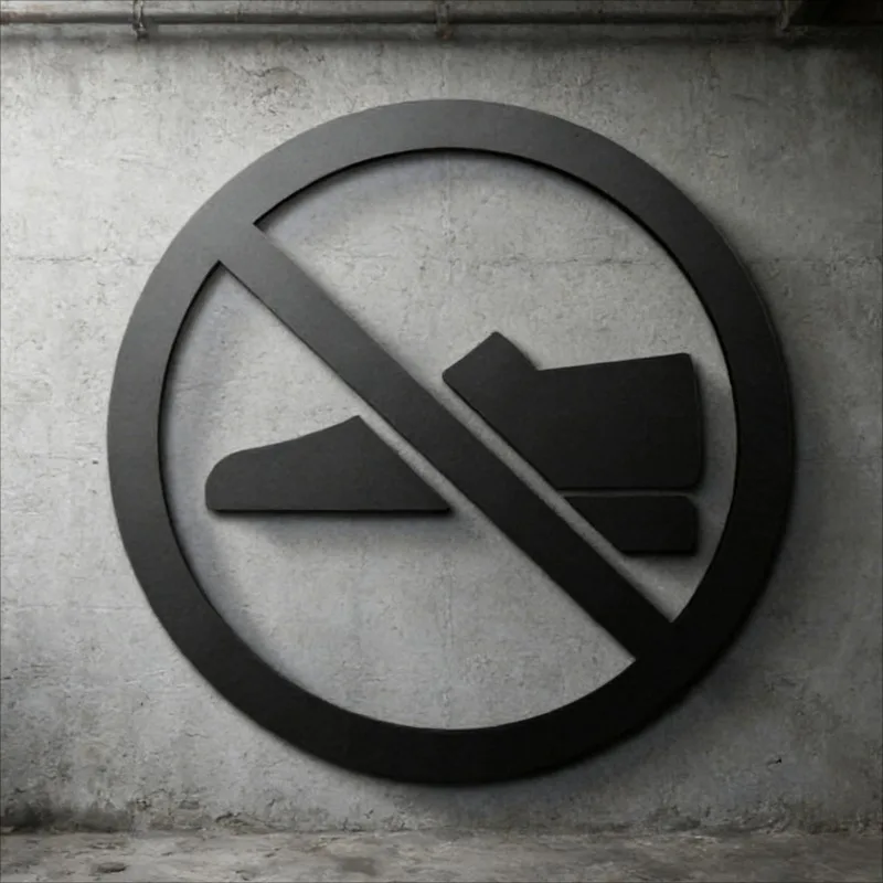 3D-Acryl-Schild 'Keine Schuhe' für Türen - Moderne Selbstklebende Dekoration für Moschee, Restaurant, Hotel - Eid