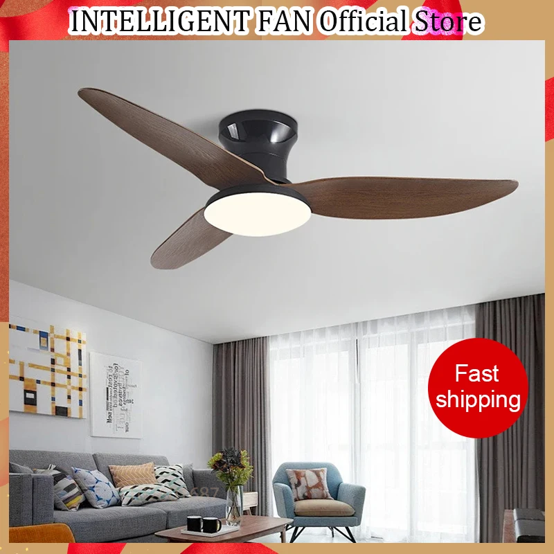 Modern Black White Low Floor DC Motor Ceiling Fans With Remote Control Simple Ceiling Fan With 24W Light Home Fan 110V 220V