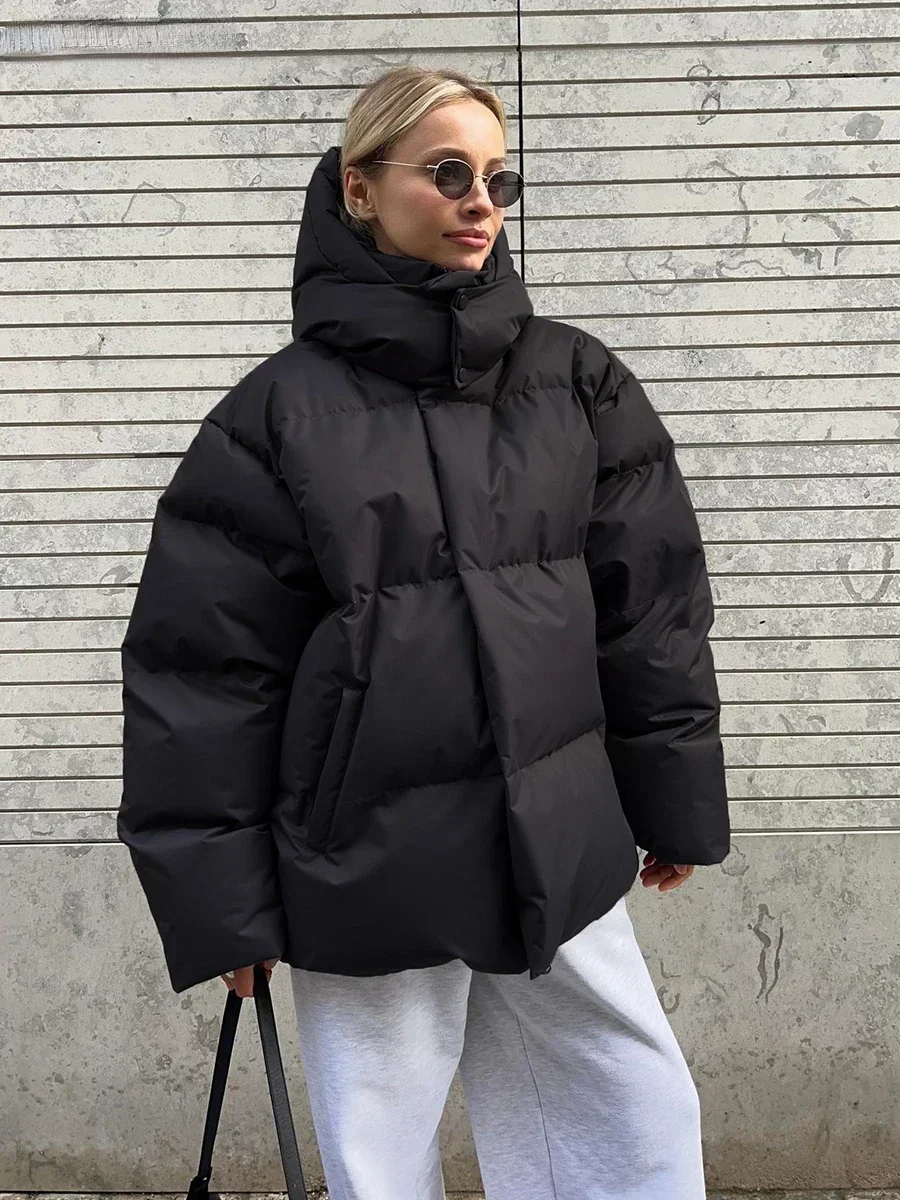 Sumuyoo Quilted Jacket Women Winter Loose Parkas Coat Vintage Bread Jacket Outwear Office Ladies Warm Cotton Puffer Jackets