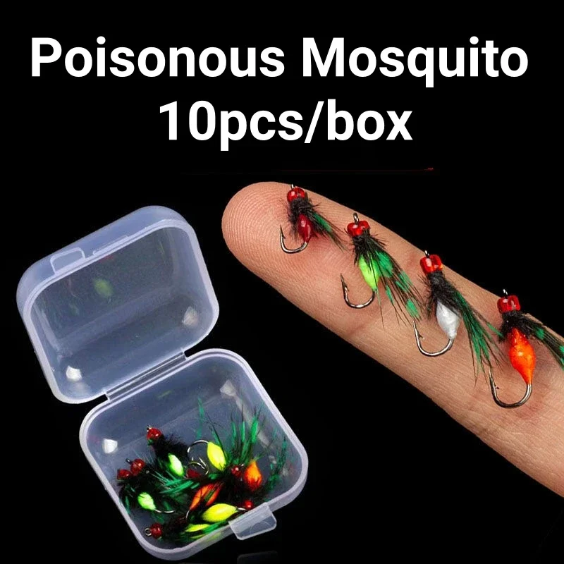 10pcs Fish Bladed Inline Spinner Fishing Lure Fly Tying Poisonous Mosquito Hook Fishing Group Micro-Sequin Sequins Spinning Fly