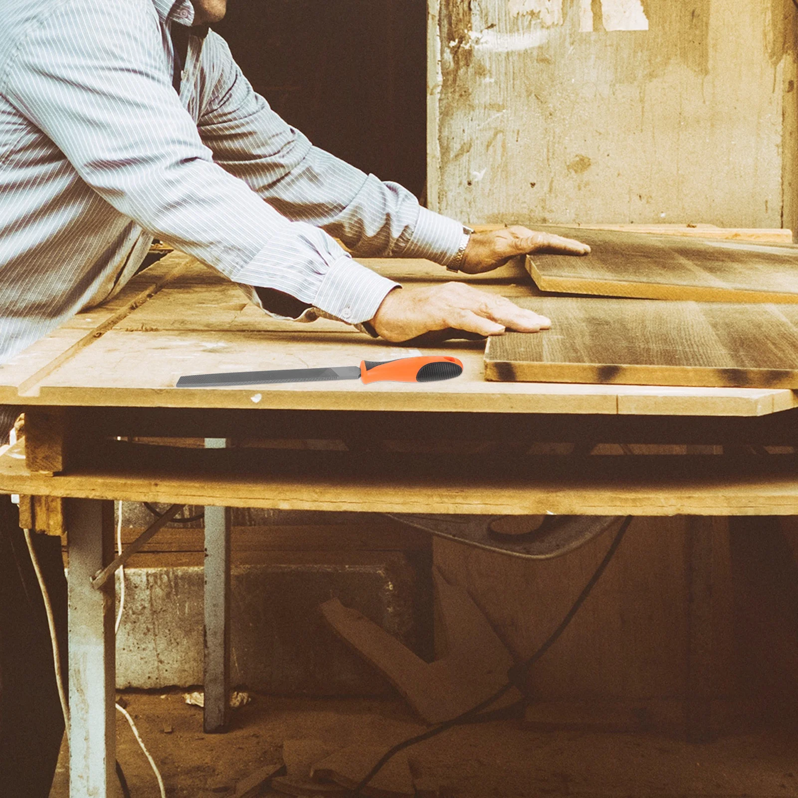 

Flat Hand File Portable Ergonomic Handle Flat Polishing File for Woodworking Deburring Trimming and Chamfering