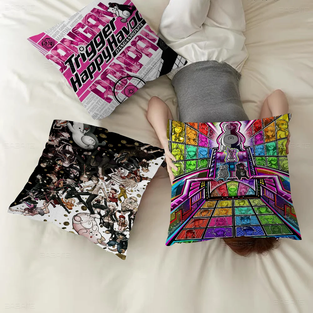 Anime Game D-Danganronpa Pillow Covers Cartoon Sofa Decorative Home Double-sided Printing Short Plush Cute Cushion Cover