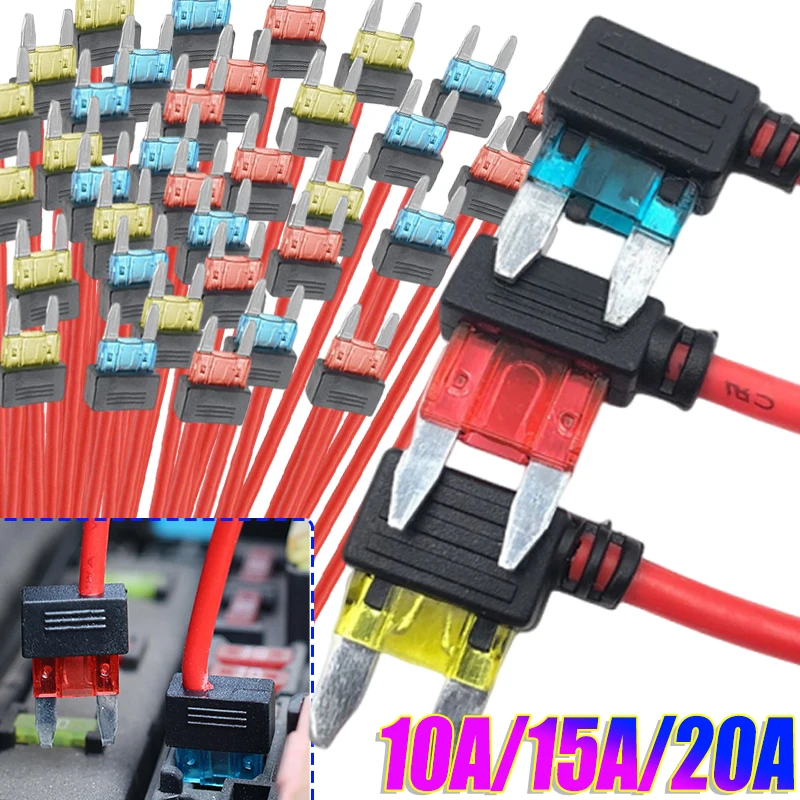 10A 15A 20A 16AWG Auto-Sicherungsadapterkabel Mini ATM APM Flachsicherungshalter Kfz-Stromkreisschutz-Kabelverbinder
