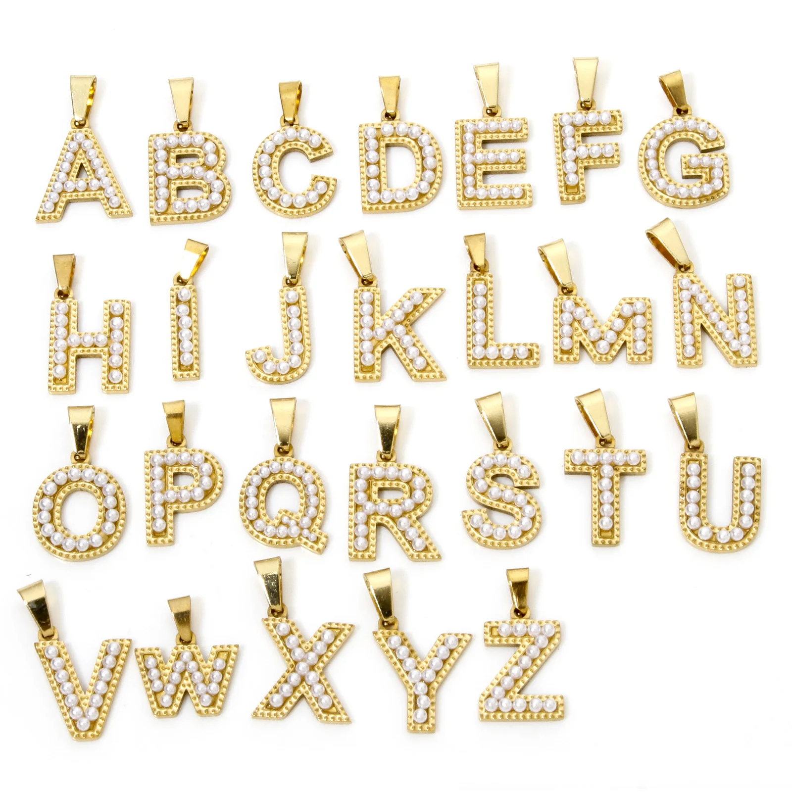 1pc New Stainless Steel Charm Gold Color Capital Alphabet Message 