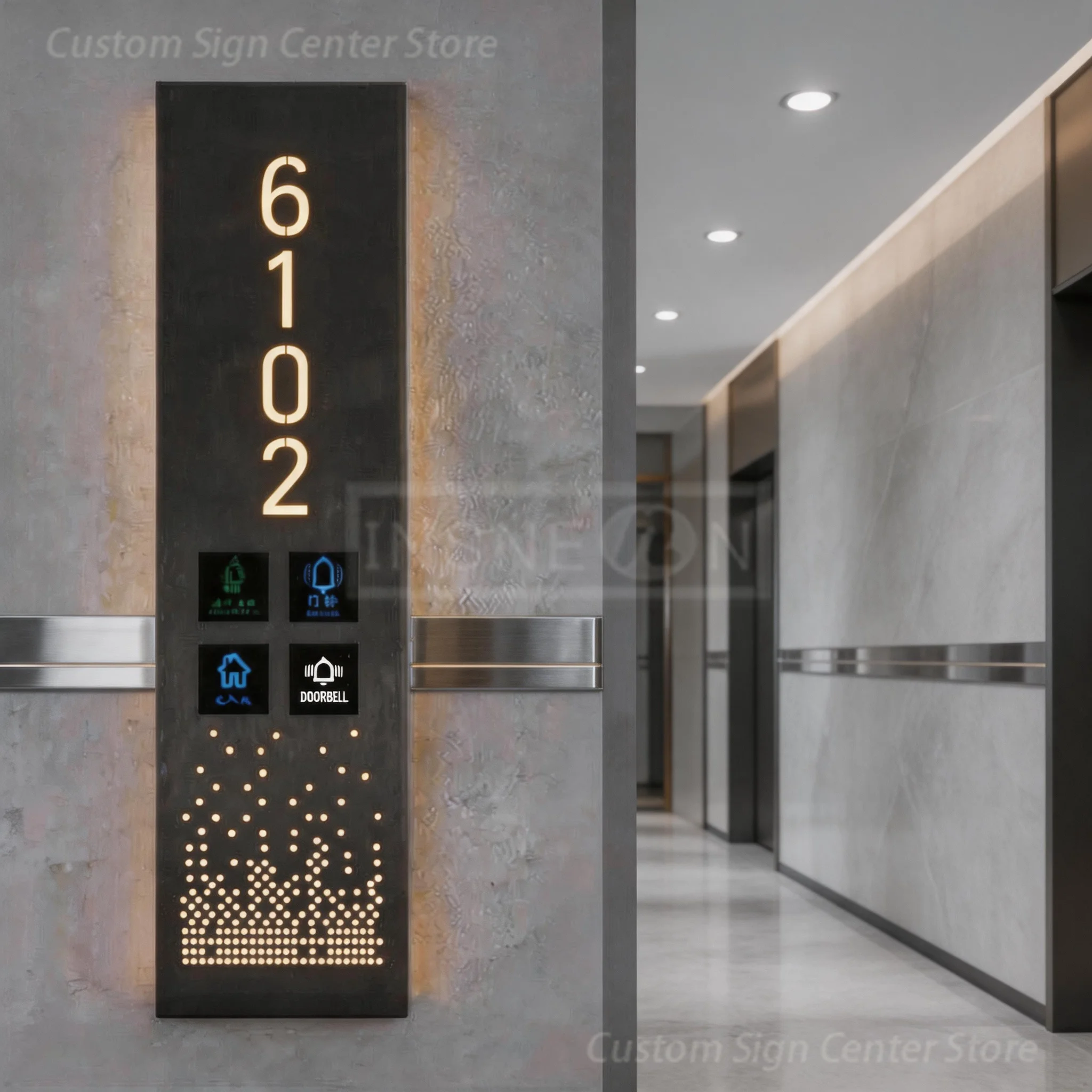 HotelHub Custom Illuminated Hotel Door Number Plate, Hotel Room Number Sign for Apartment, Hotel Motel Wall Mount Door Sign