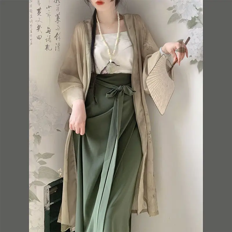 Original Hanfu Set Women's Long Dry Temple Skirt Three-Piece Suite New Chinese Style Daily Wear Spring Summer Sizing Guide