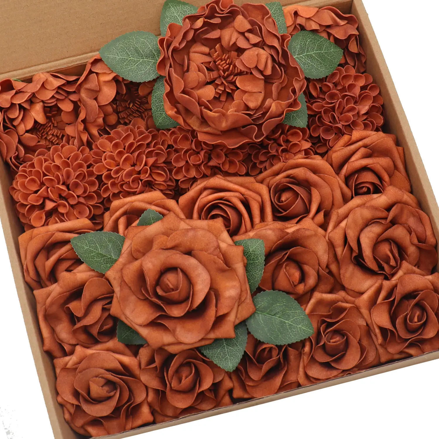 D-Seven Artificial Flowers Burnt Orange Combo Box for DIY Wedding Bouquets Centerpieces Arrangements Bridal Shower Party Home