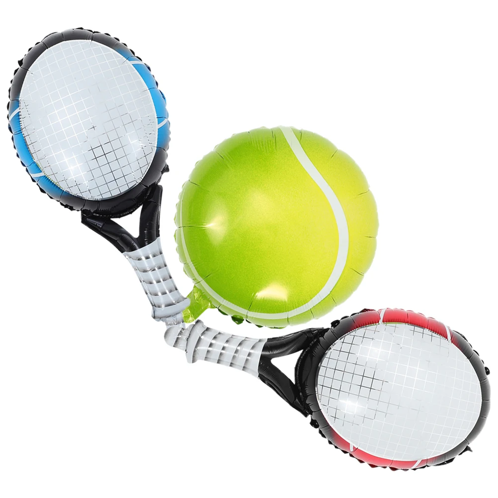 1 set Tennis Racket Balloons Aluminum Foil Party Decorations Birthday Wedding Celebrations Inflatable Supplies Creative Design