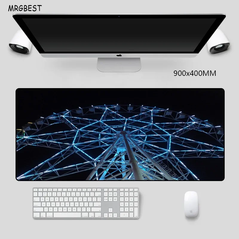 

MRGBEST Mouse Pad Big Size 90x40cm XXXL Ferris Wheel View Printed Play Mat with High-end Precision Hemming Rubber for Mice Pads