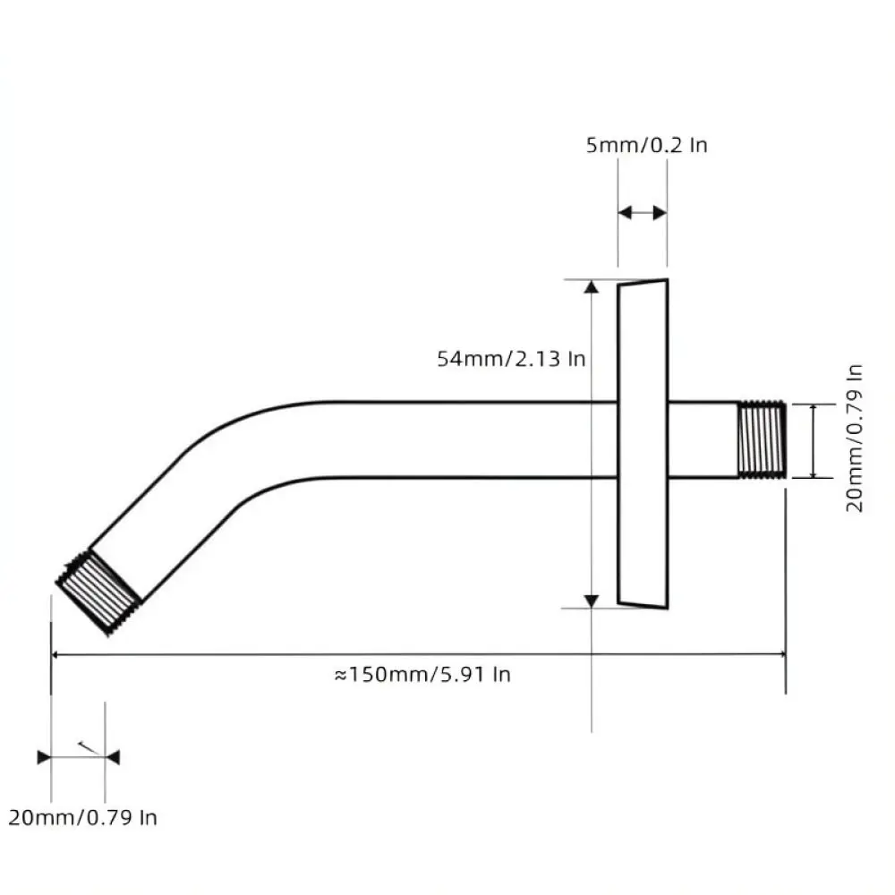 Modern Ceiling Mounted Shower Arm 6 Inch Stainless Steel Extension Pipe Connector For Rainfall Shower Head Hardware