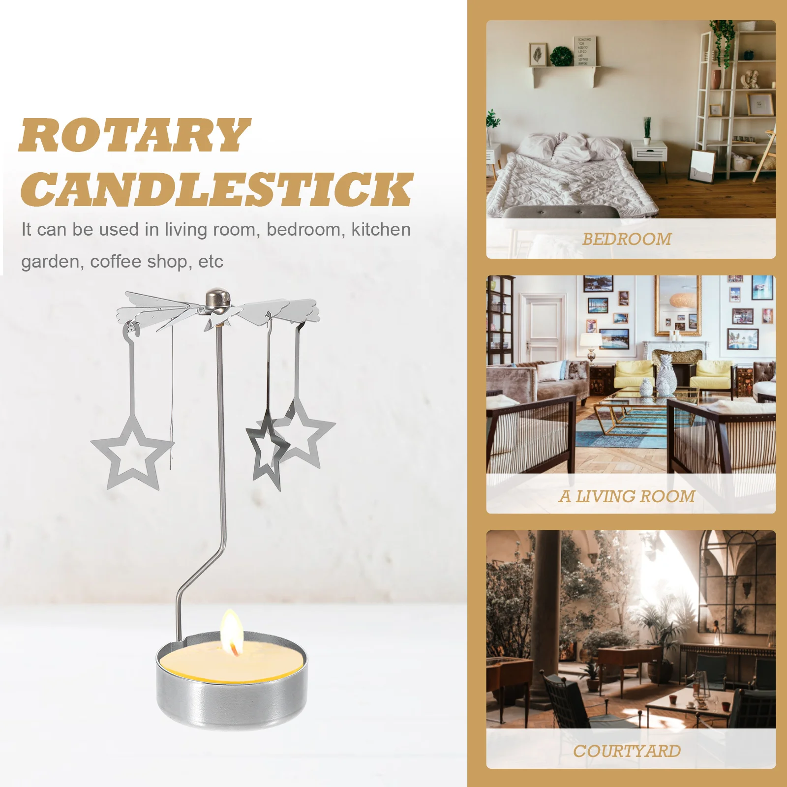 

Creative Stainless Steel Rotatable Holder Romantic Festival Candlestick Party Decorative Tabletop Ornament