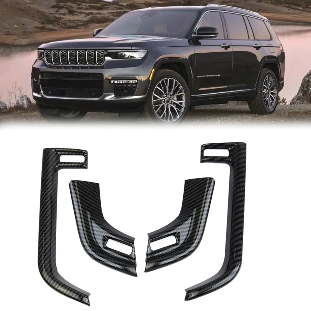 4Pcs Carbon Fiber Dashboard Front Air Vent Housing Outlet Frame Decorative Cover Trim for Jeep Grand Cherokee 2021 2022