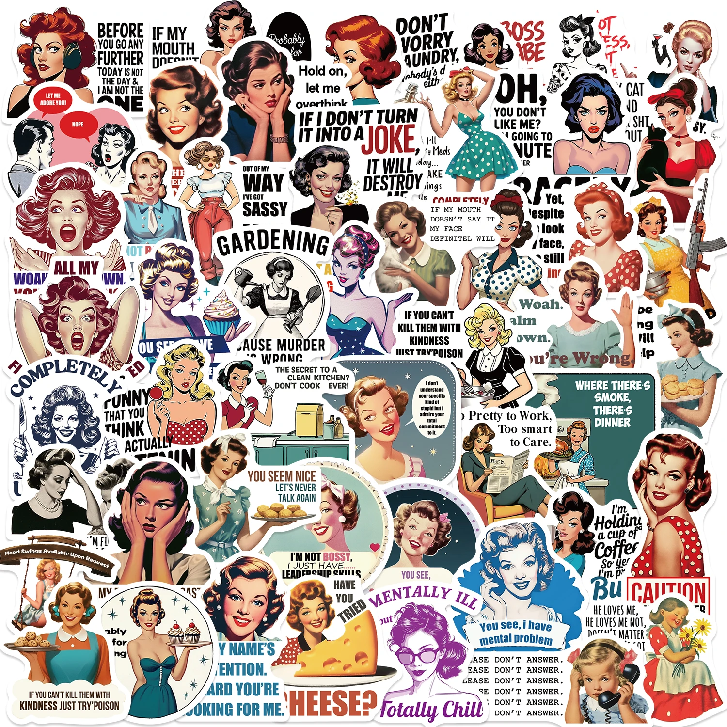 50/100 Stück Frauen-Zitat-Aufkleber für Tagebuch, Lesebuch, DIY-Sticker, Scrapbooking, Handy, Gepäck, Skateboard, Wasserfeste Aufkleber