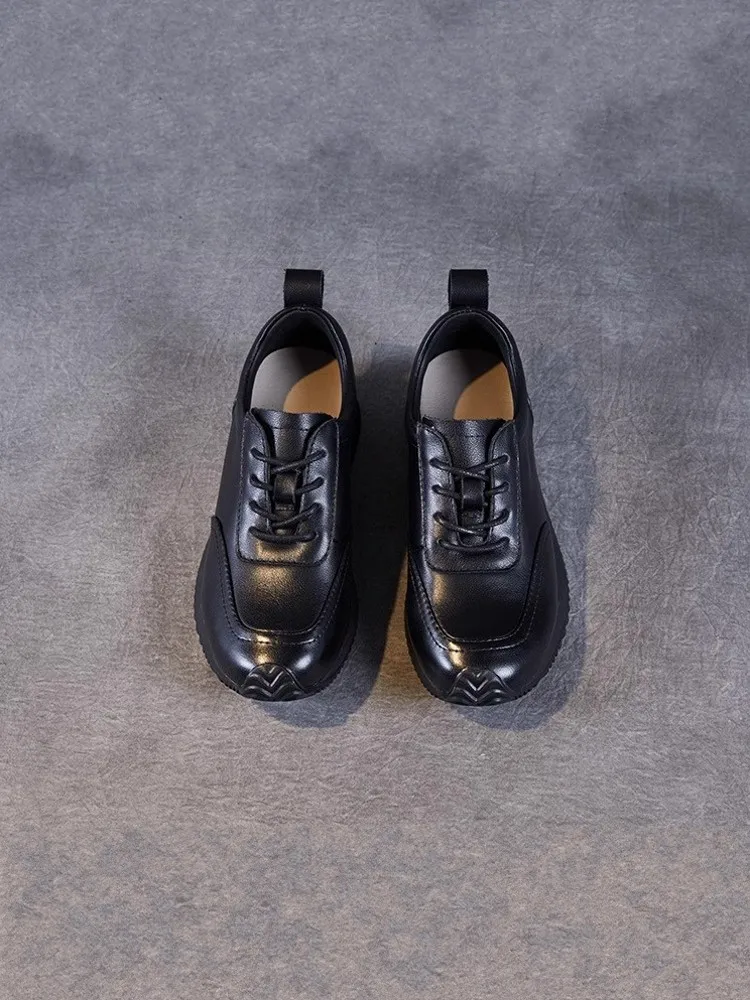Spring Female Genuine Leather Lace Up Sport Shoes Breathable Round Toe Outdoor Jogging Sneakers Low Cut Running Trainers Shoes