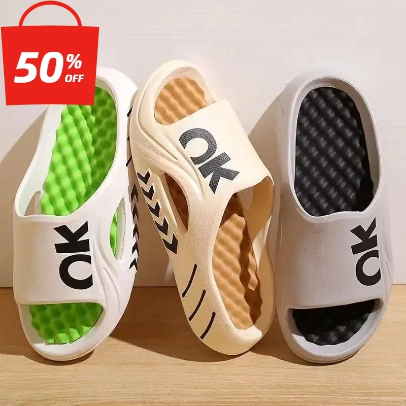 Para hombres, usan zapatillas de playa antideslizantes, antiolores y con suela de masaje al aire libre en verano con chanclas que se siente como las hueces