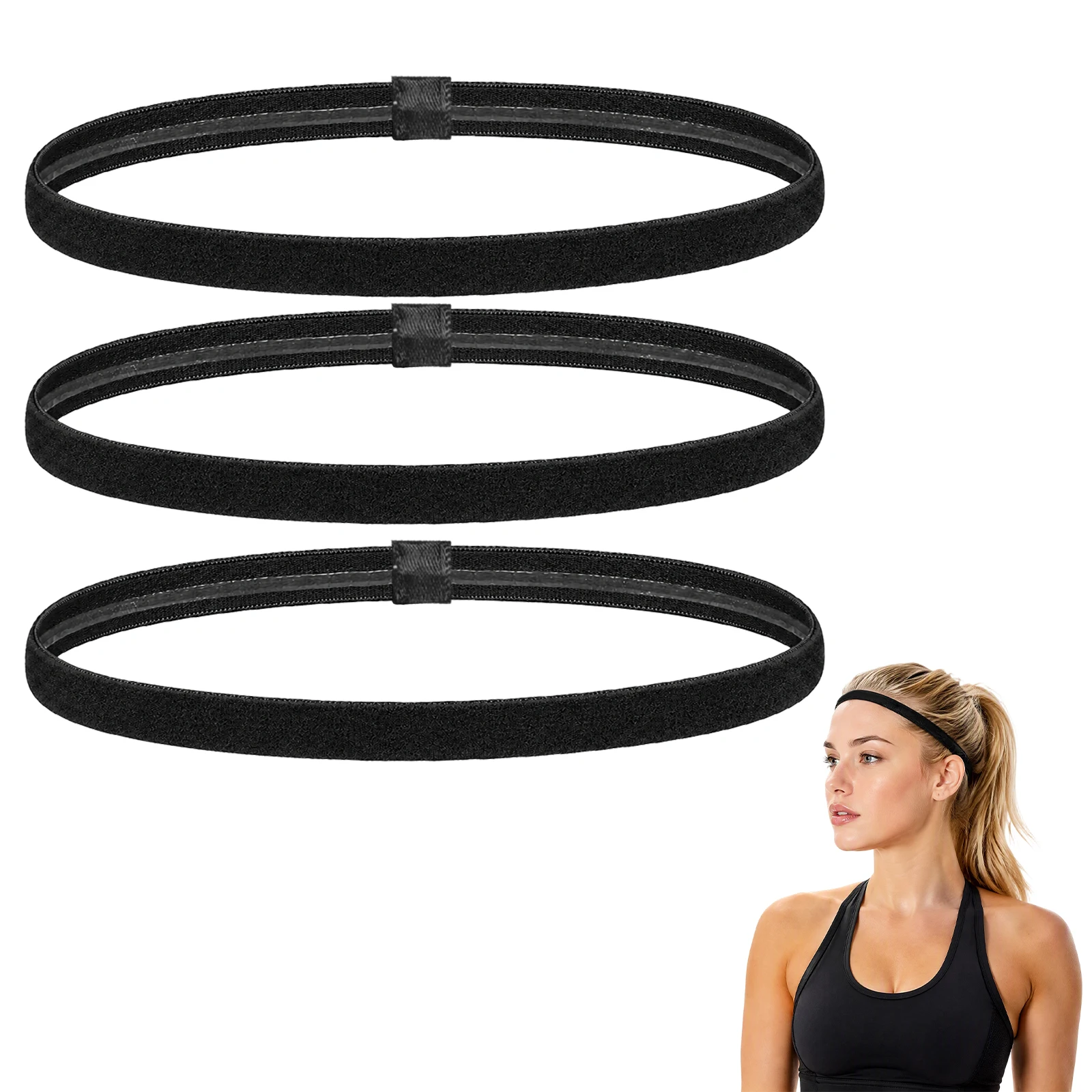 3pcs/4pcs Thin Elastic Hair Band For Women Men Yoga Sports Football Running Sweatband Fashion Simple Non-Slip Stretchy Headband