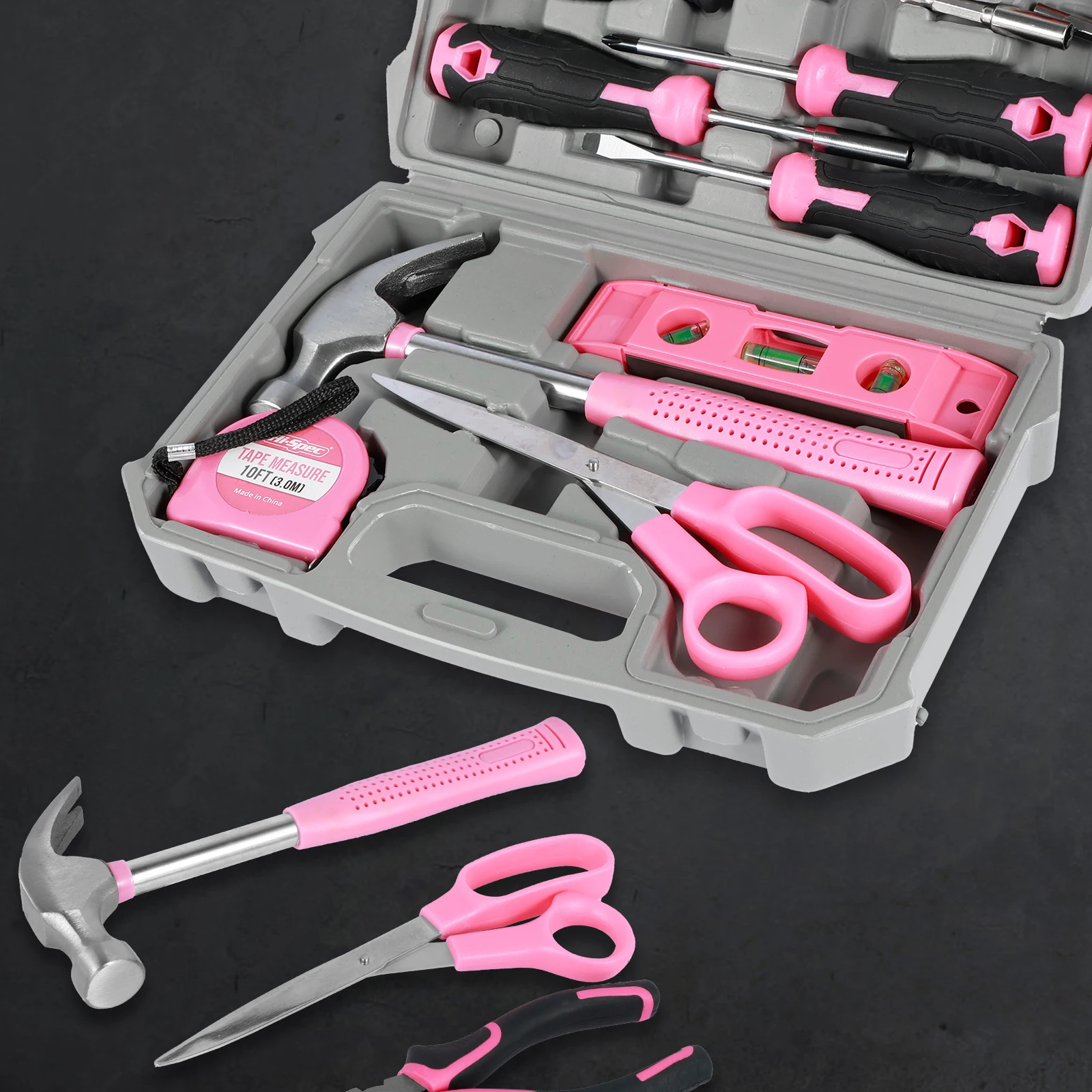 Imagem -06 - Multiuso Mão Tool Conjunto com Estojo de Armazenamento Home Repair Kit Martelo Durável Chave de Fenda Régua de Nível Caixa de Ferramentas Portátil 13 Pcs 37 Pcs