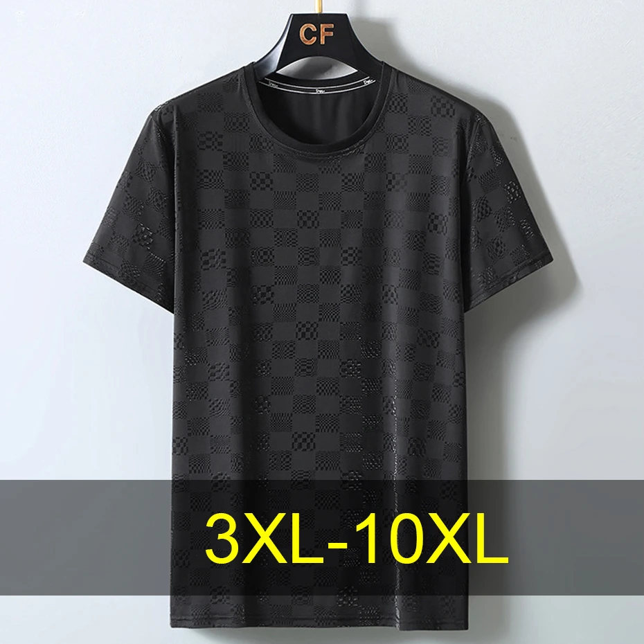 

Summer Quick Drying T-shirt Men 10XL Plus Size Shirts Plaid Design Tshirts Fashion Casual Short Sleeve Tops Tees Male