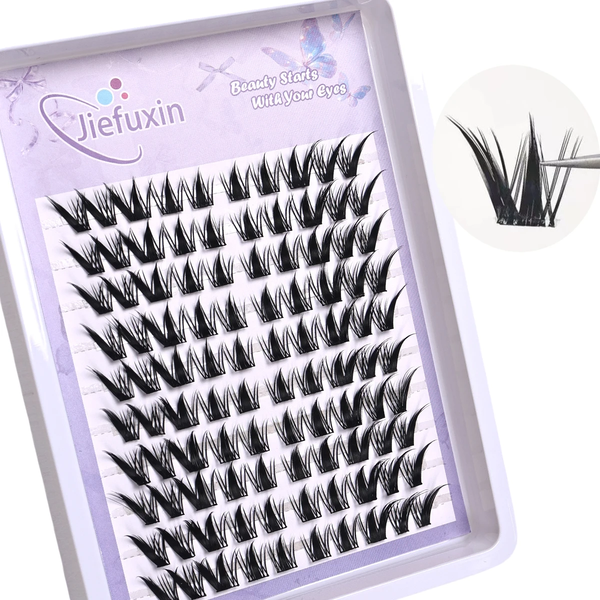 10 Reihen Cat Eye Cluster Wimpern handgemachte weiche DIY einzelne Wimpern Kosmetik Make-up Manga Wimpern – Detail 2
