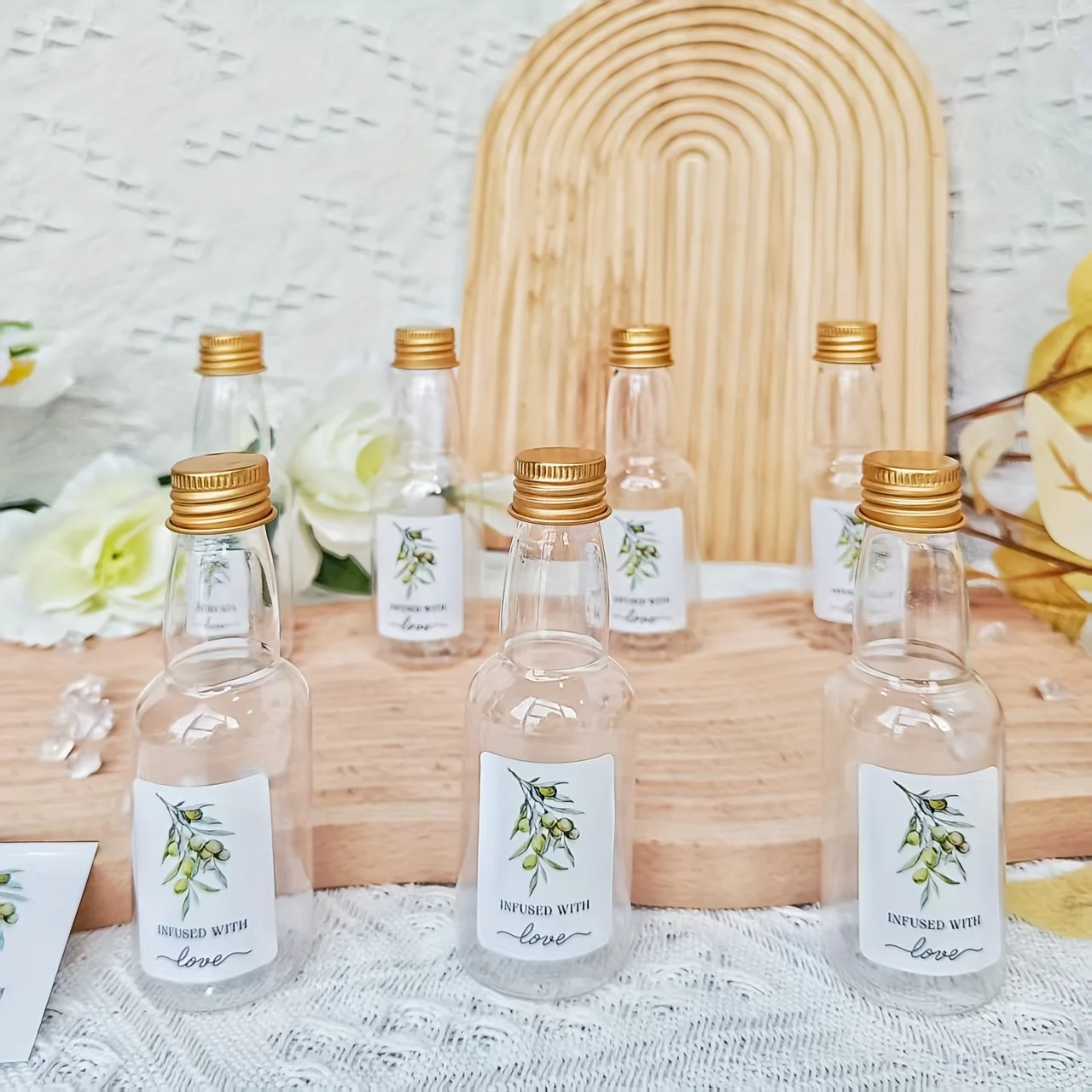50 Uds Mini botellas de plástico con tapas, botellas vacías de aceite de oliva de 2oz/60ml para boda, Baby Shower, recuerdos de fiesta, regalos de vacaciones