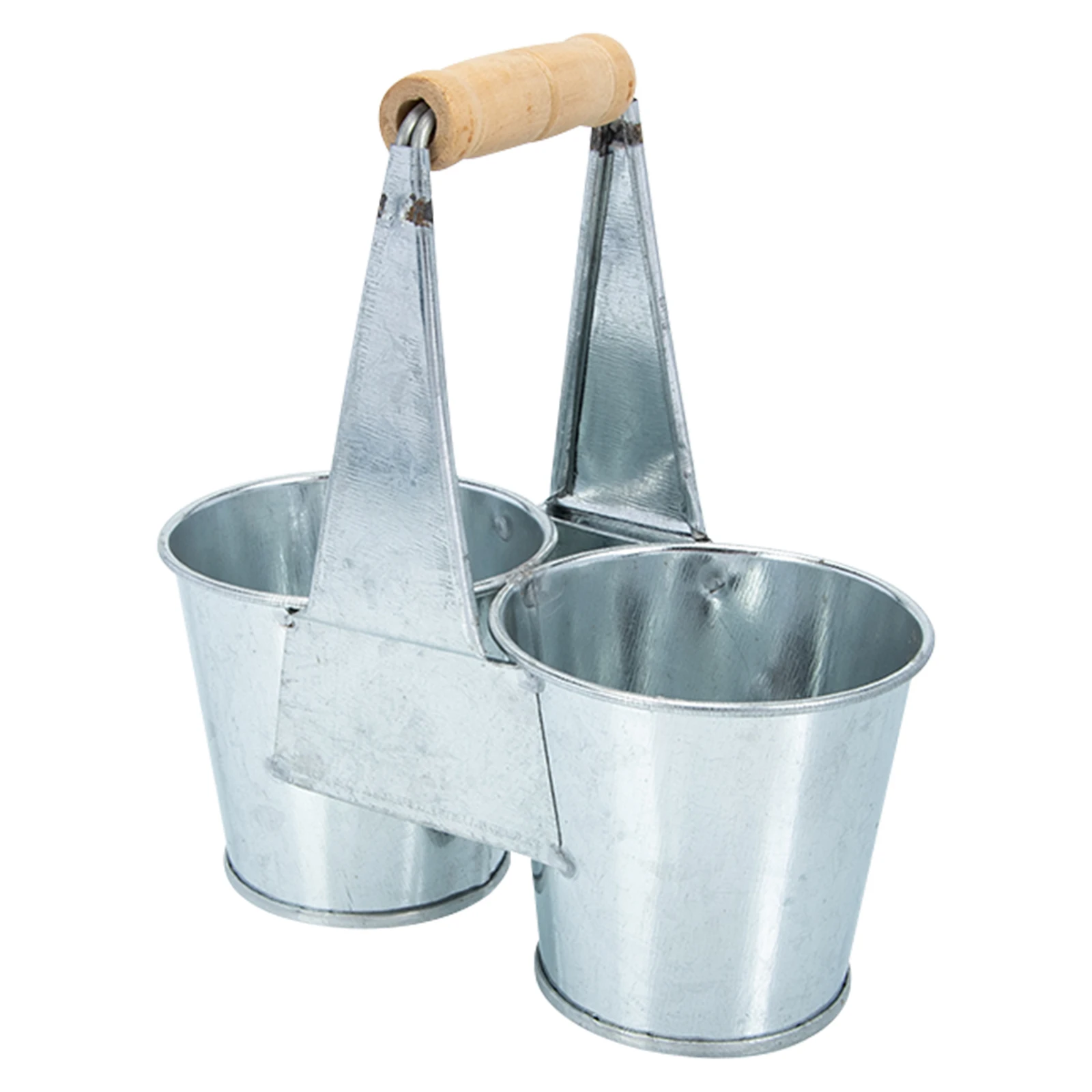 Double Compartment Iron Flower Pots Tin Planter Bucket Rustic Metal Pails Succulent Plants Dried Flowers Gardening
