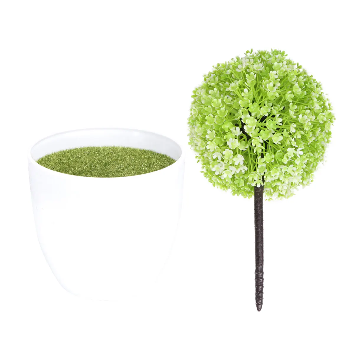 

Artificial Plants Ball Small Decoration Faux Indoor Succulent Plastic Flowerpot White PlanterDecorative for Home