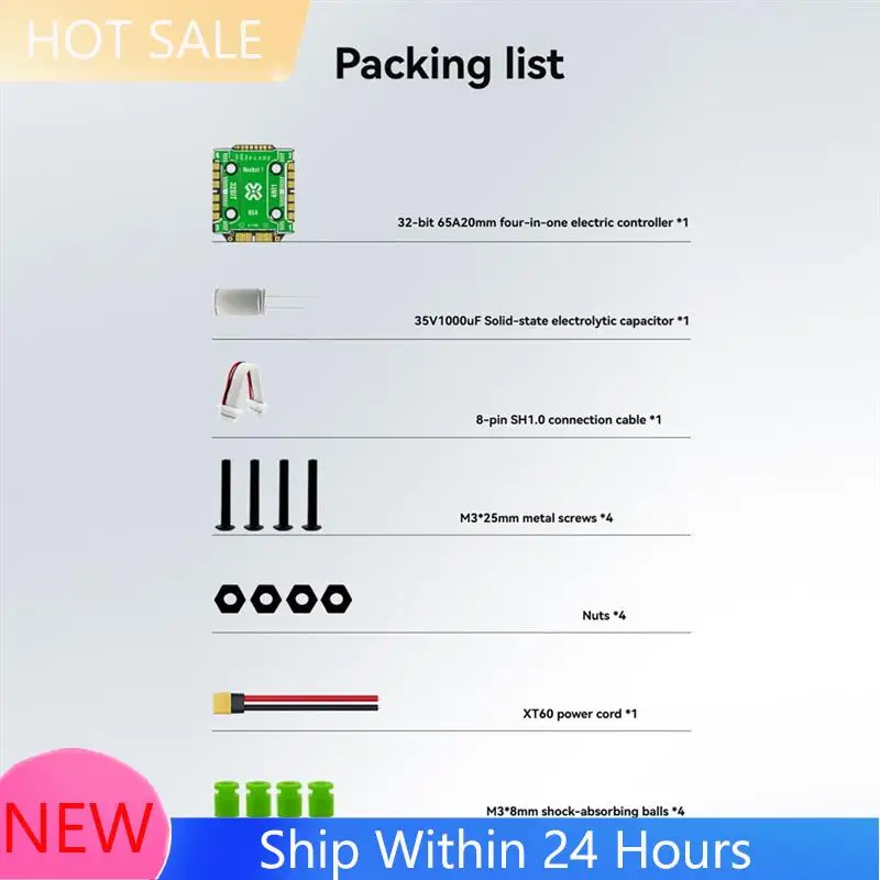 ~ 【EM estoque】 4-em-1 ESC 2065 AM32 32Bit 65A 4-8S Lipo para montagem de 20X20mm, inclui dissipador de calor de liga de alumínio para drone RC FPV