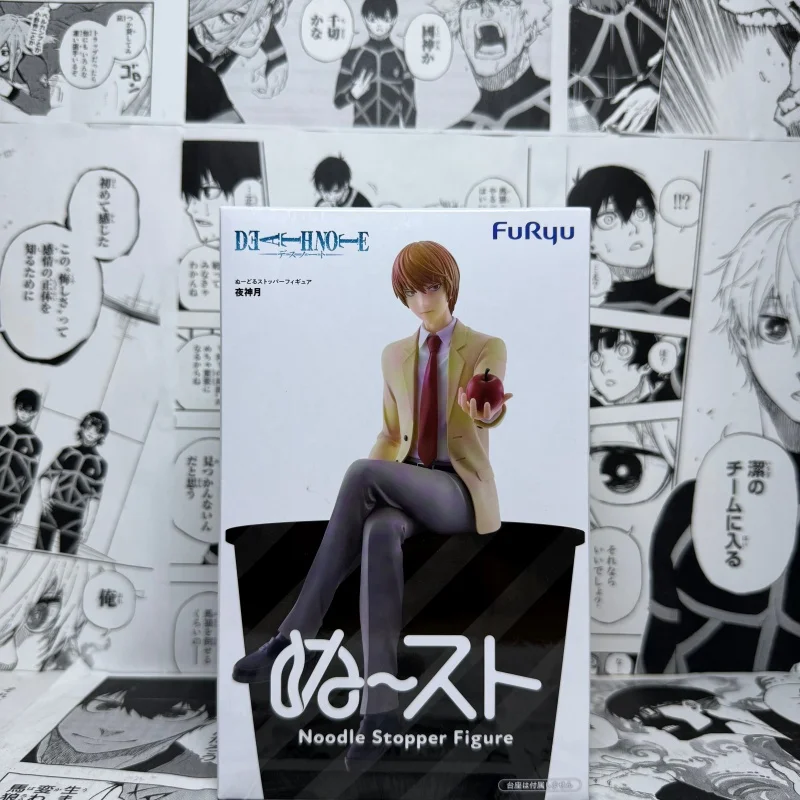 

Authentic Death Note Light Yagami Noodle Stopper Prize Figure Holding Apple Japanese Anime Collectible Figurine For Collectors