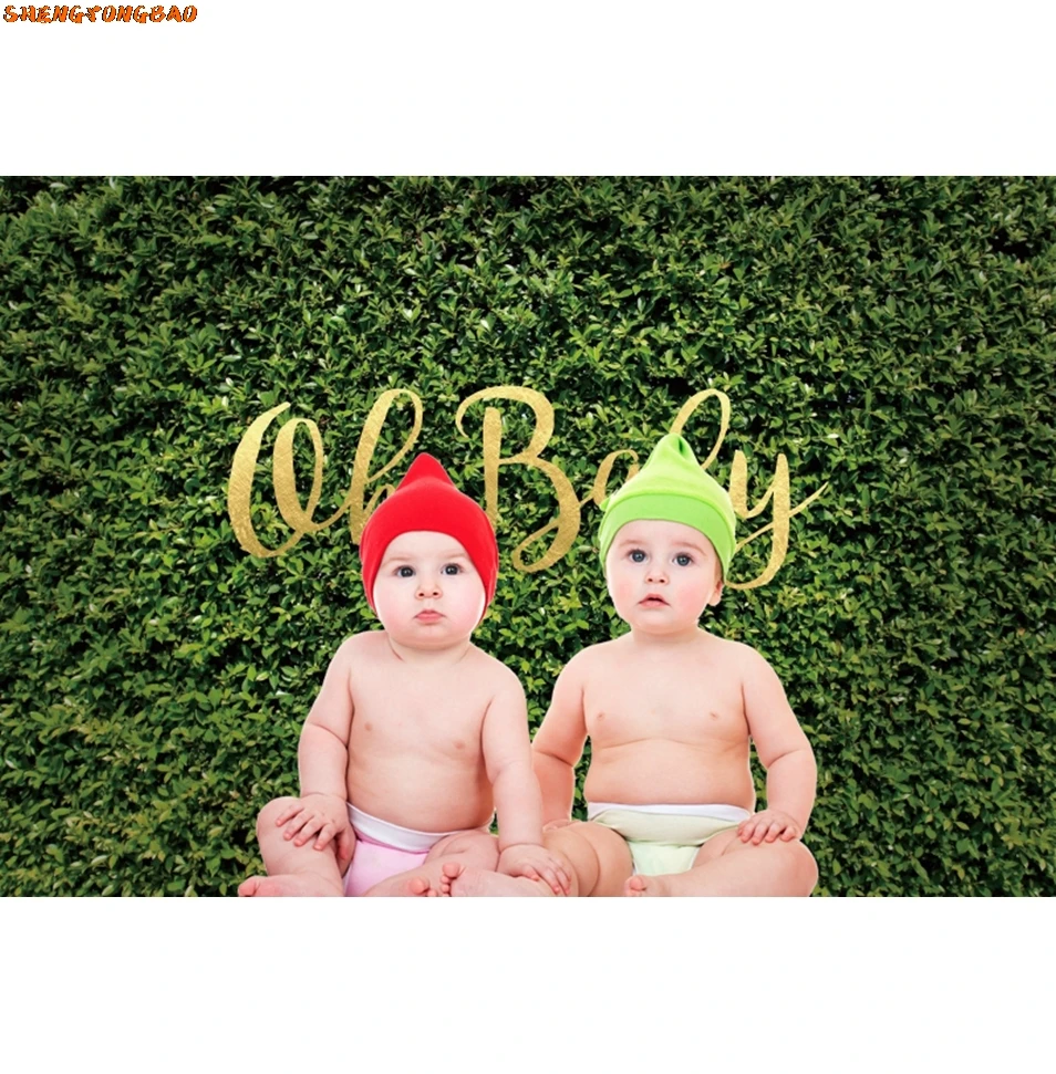 Green Grass Backdrop Oh Baby Happy Birthday Party Wedding Photorgaphy Background Decor Banner Photostudio Photoshoot Supplies