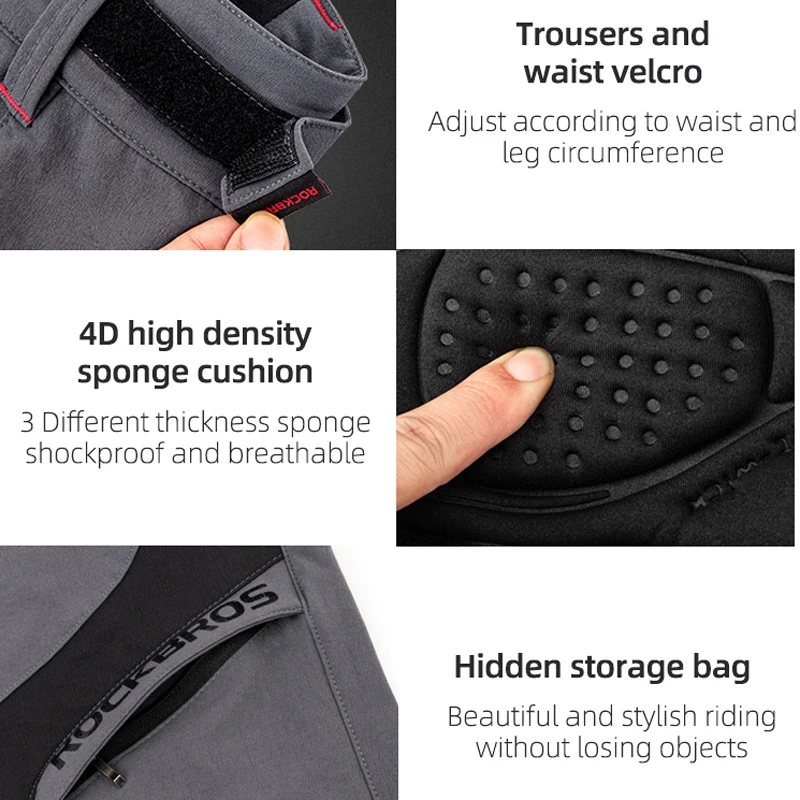 ROCKBROS Men\'s Cycling Shorts 2In1 With Separable Underwear Shorts Bike Shorts Climbing Running Bicycle Pants Cycling Equipment