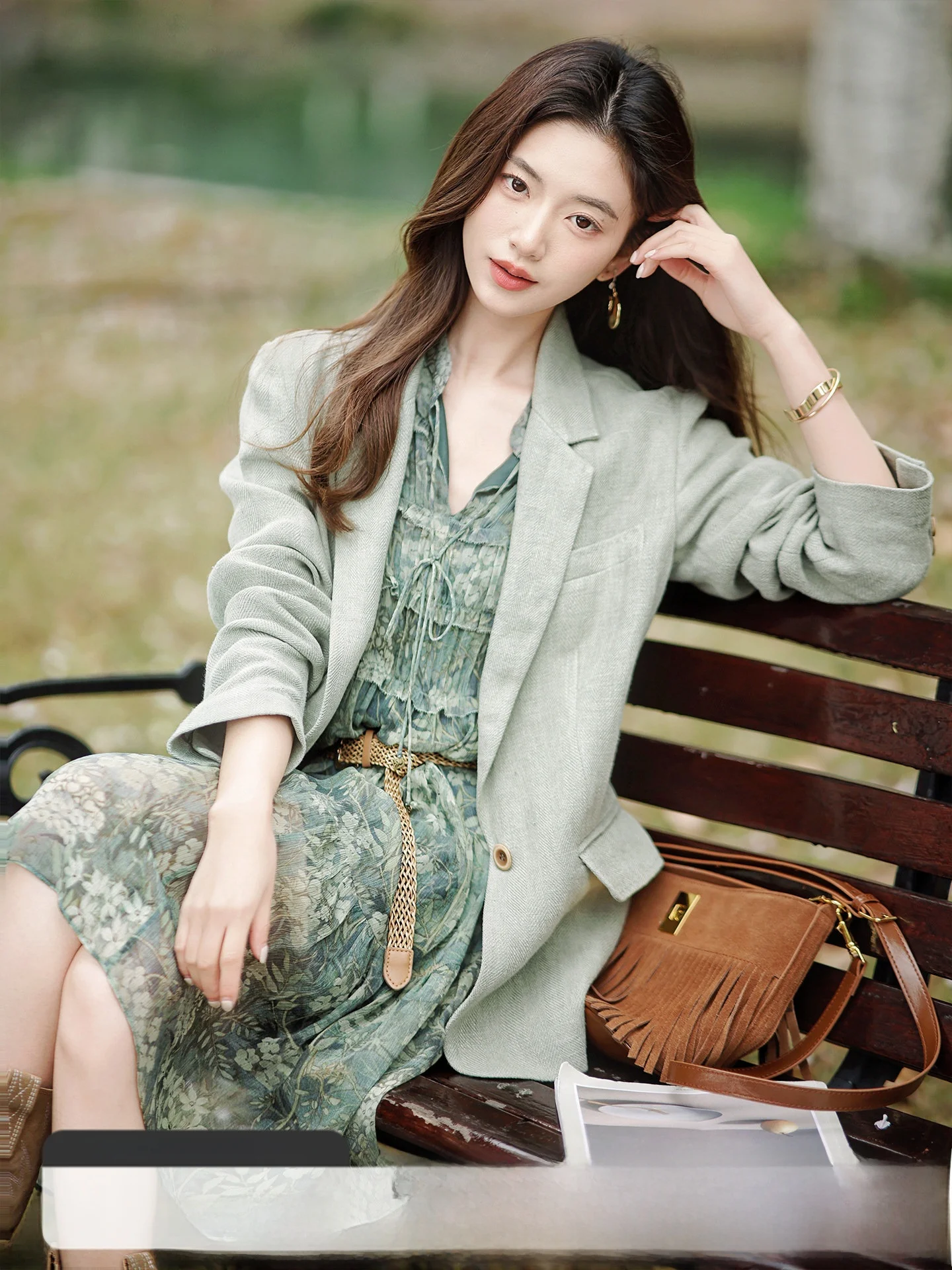 

Classic Single-Button Notch Collar Linen Suit by Zhao Daxi Breathable Symmetrical Pocket Casual Commute Style Long Sleeve