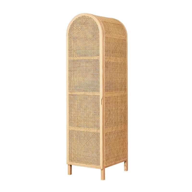 خزانة ملابس خشبية صلبة بسيطة وحديثة للأطفال من الخيزران وباب مزدوج وخزانة ملابس لغرفة النوم وخزانة ملابس #2