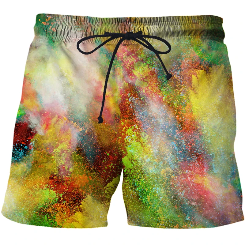 20023 Men Shorts Speckled tie dye pattern 3D Quick Dry Clothes Pants Male Loose Trouser Casual Swimming Loose Beachwears Short