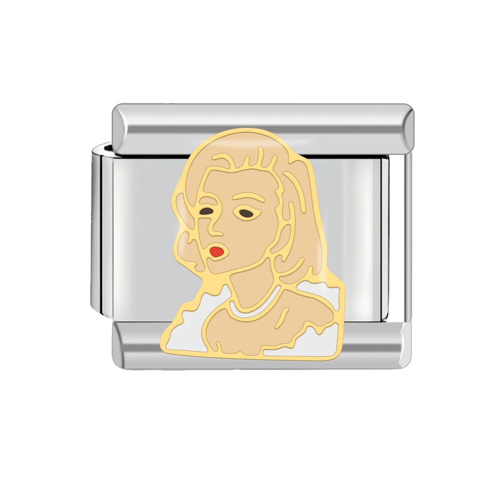 Nuevos dijes de pintura hermosa para mujer, eslabones italianos aptos para pulsera de 9mm, fabricación de joyería DIY de acero inoxidable