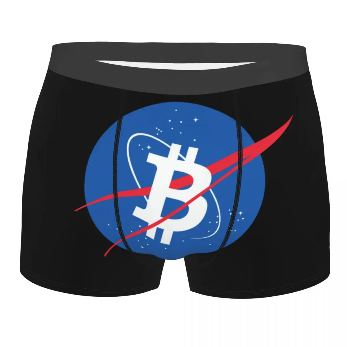 Custom Bitcoin Space Moon Boxers Shorts Men BTC Crypto Coins Briefs Underwear Novelty Underpants