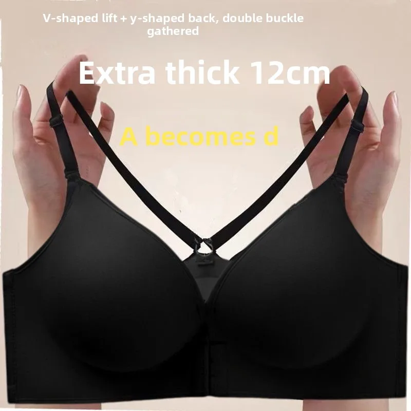 

Бюстгальтер-невидимка Y-образной формы без бретелек с эффектом пуш-ап, увеличение объема на 12 см, с передней застежкой, на клейкой основе, для небольшой груди, с глубоким V-образным вырезом и перекрестными бретелями, нескользящий