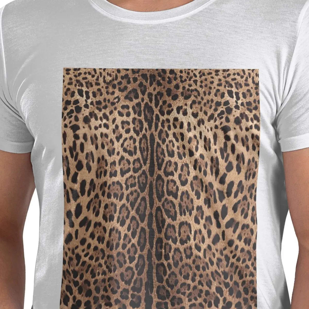 

100% Cotton Leopard Print Skin T-Shirt Men's Fashion Oversized T Shirt Men O-Neck Summer Shirts Tops S-6XL
